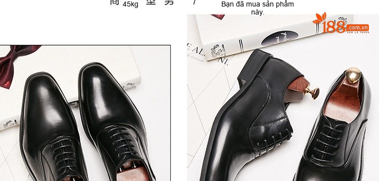 Giày Tây Buộc Dây Nam Da Bóng Chiều Cao Đế Khoảng 3cm Màu Đen, Nâu chi tiết 14