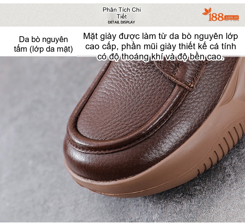 Giày Martin Nữ Da Bò Cổ Cao Buộc Dây Đế Dày Phong Cách Anh Quốc Chiều Cao Đế Khoảng 4cm Màu Be, Nâu, Đen chi tiết 5