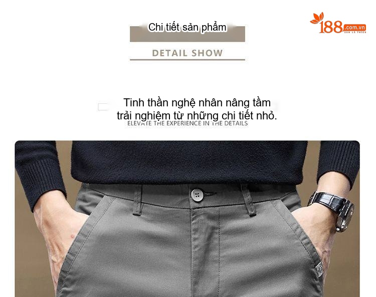 Quần Dài Nam Cotton Co Giãn Dáng Ôm Vừa Vặn Màu Đen, Xám chi tiết 21