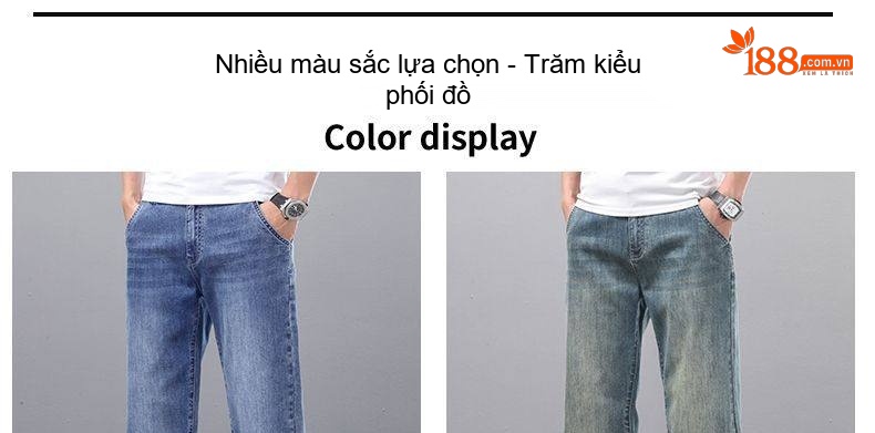 Quần Jean Nam Ống Đứng Dáng Rộng Co Giãn Thoải Mái Phong Cách Thu Đông Màu Xanh Đậm, Xanh Nhạt chi tiết 35