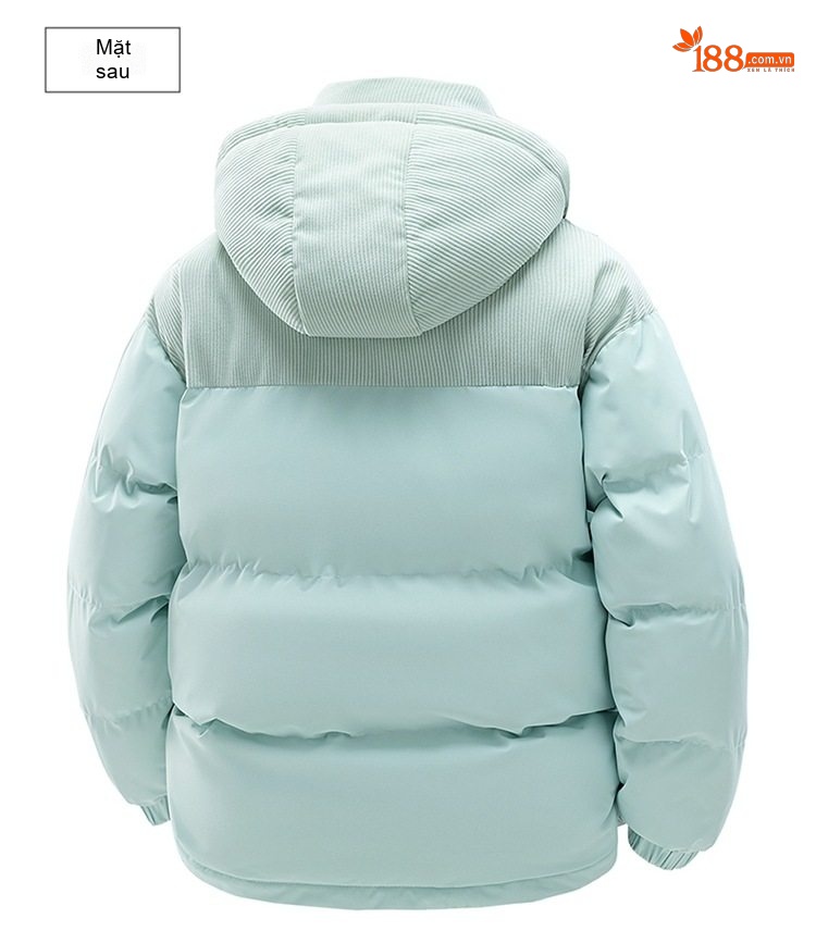 Áo Khoác Phao Nam Nữ Cotton Lót Dày Mũ Rời Chất Liệu Vải Lanh Màu Be, Đen, Xanh Lá, Hồng... chi tiết 23