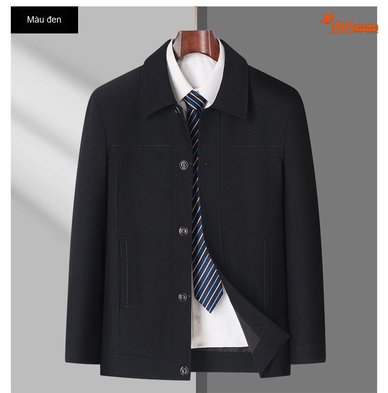 Áo Khoác Nam Cổ Bẻ Cài Nút Kiểu Dáng Business Casual Màu Đen, Xanh Navy chi tiết 7