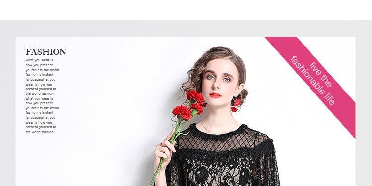 Váy Lưới Nữ Tay Ngắn Cổ Tròn Dáng Ôm Eo Màu Đen chi tiết 2