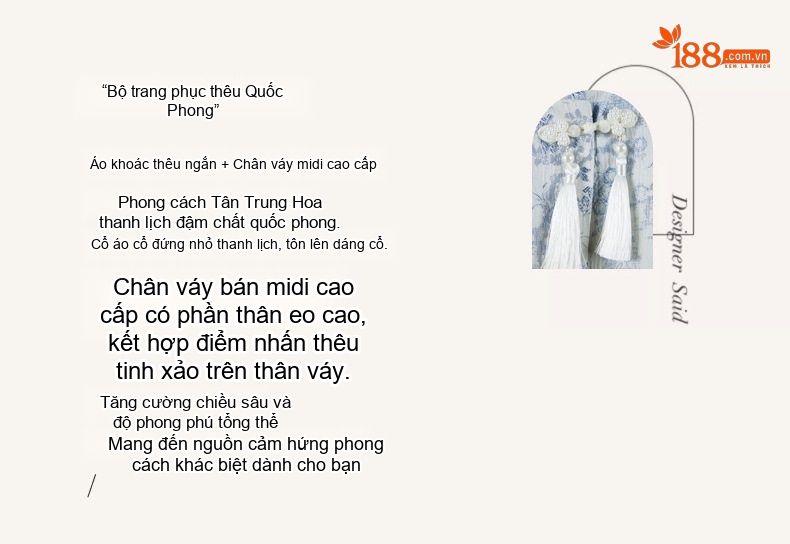 Set Áo Khoác Lửng và Chân Váy Midi Nữ Phong Cách Tân Cổ Điển Họa Tiết Màu Xanh, Hồng, Kem chi tiết 3