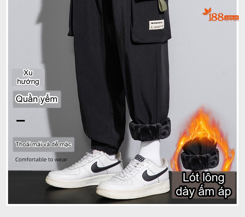 Quần Jogger Nam Ống Bo Chun Túi Hộp Lót Lông Dày Dặn Phong Cách Thể Thao chi tiết 1