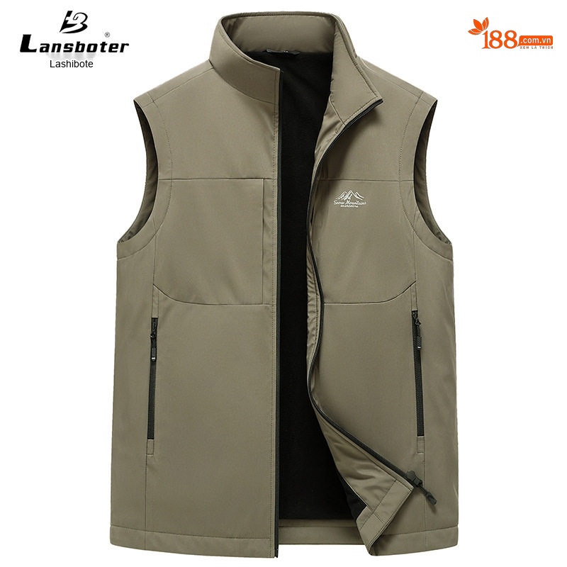 Áo Gile Bông Nam Thu Đông Giữ Ấm Phong Cách Thể Thao Màu Xanh Navy, Xanh Rêu, Đen