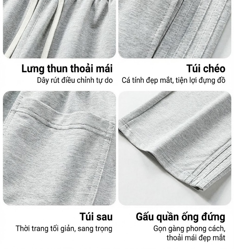 Quần thể thao dáng rộng nam thu đông co giãn thoải mái chi tiết 10