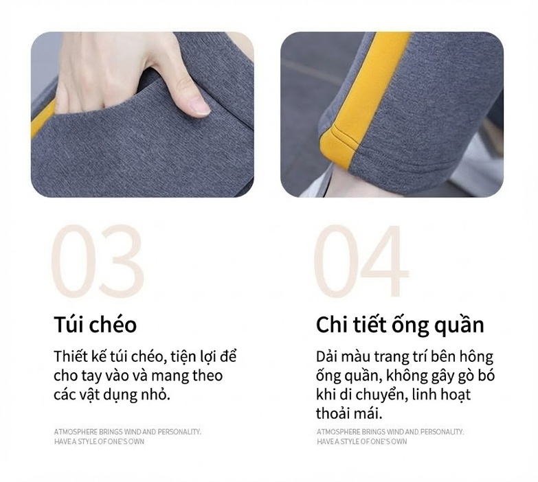Bộ đồ thể thao nữ dệt kim áo hoodie quần ống rộng phong cách thời trang chi tiết 8
