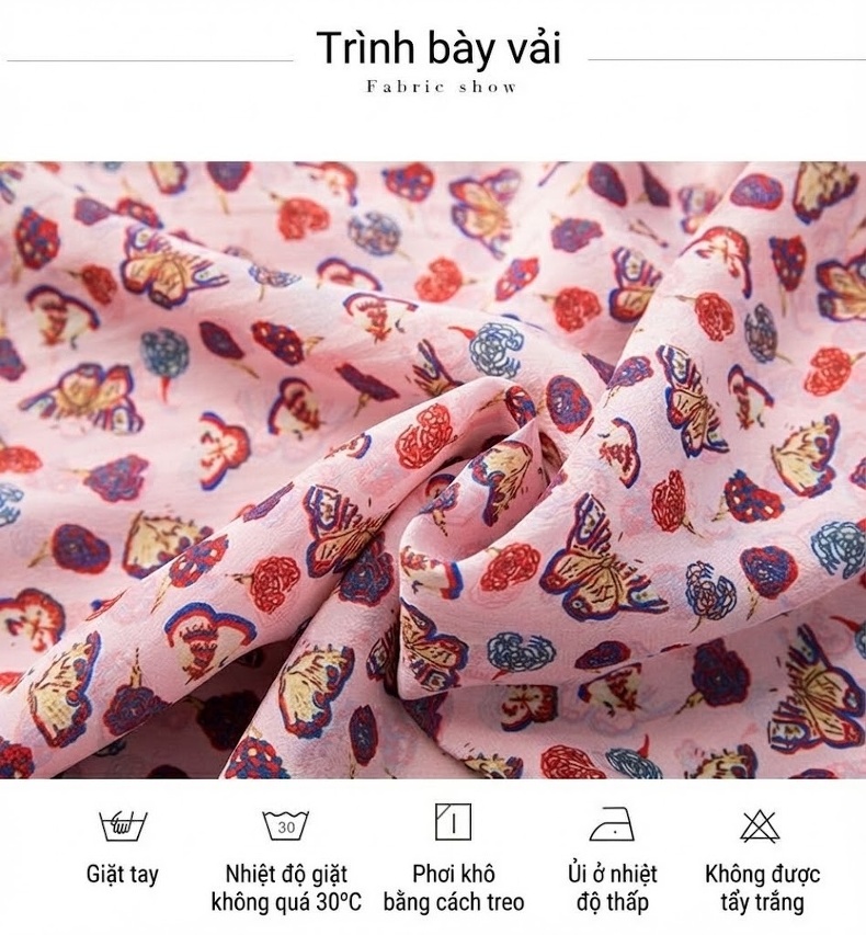 Váy Suông Nữ Dáng Rộng In Họa Tiết Giảm Tuổi Chất Liệu Cotton Màu Hồng Phấn, Đỏ, Xanh... chi tiết 3