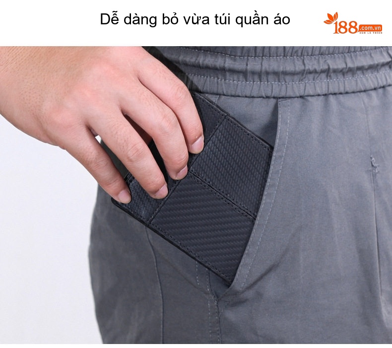 Ví Ngắn Nam TIDING Phong Cách Doanh Nhân Thiết Kế Đơn Giản Vải Sợi Carbon Màu Đen chi tiết 6