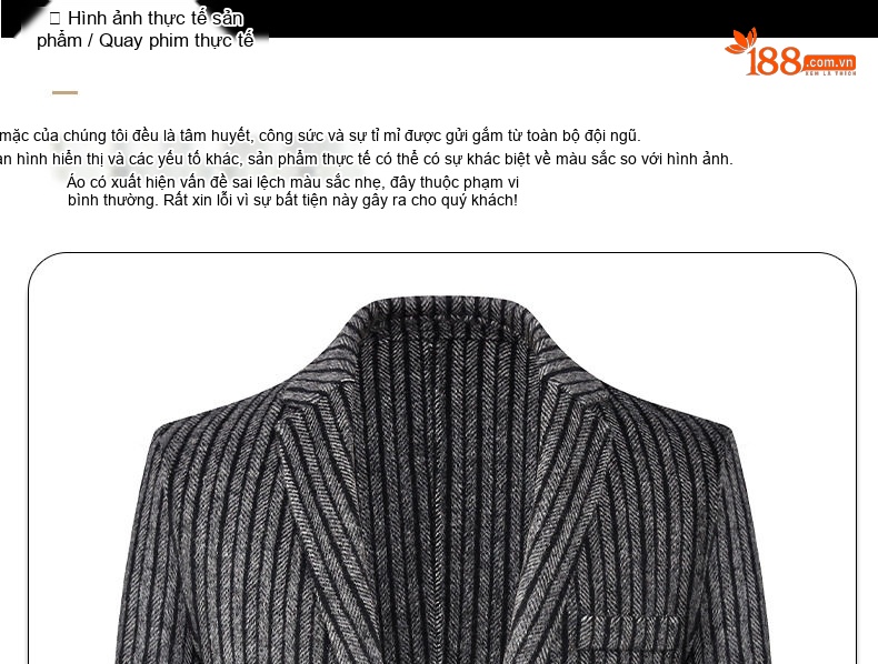 Áo Vest Nam Hai Mặt Len Lông Cừu Kẻ Sọc Phong Cách Doanh Nhân Thu Đông 2024 Màu Xám chi tiết 12