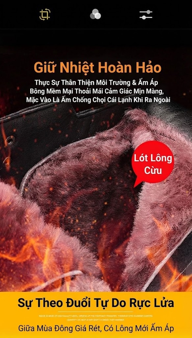 Boot Martin Nam Da Thật Lót Lông Cao Cổ Giữ Ấm Chiều Cao Đế Khoảng 4cm Màu Đen chi tiết 3