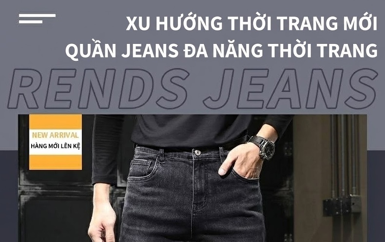 Quần Jean Cotton Co Giãn Cao Cấp Dáng Suông Màu Xanh, Đen chi tiết 1