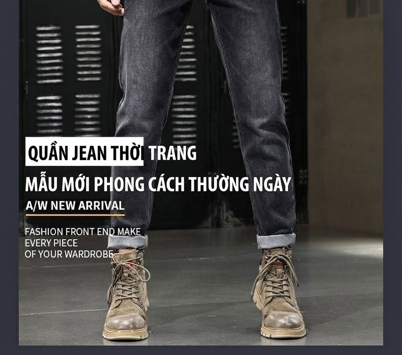 Quần Jean Cotton Co Giãn Cao Cấp Dáng Suông Màu Xanh, Đen chi tiết 2