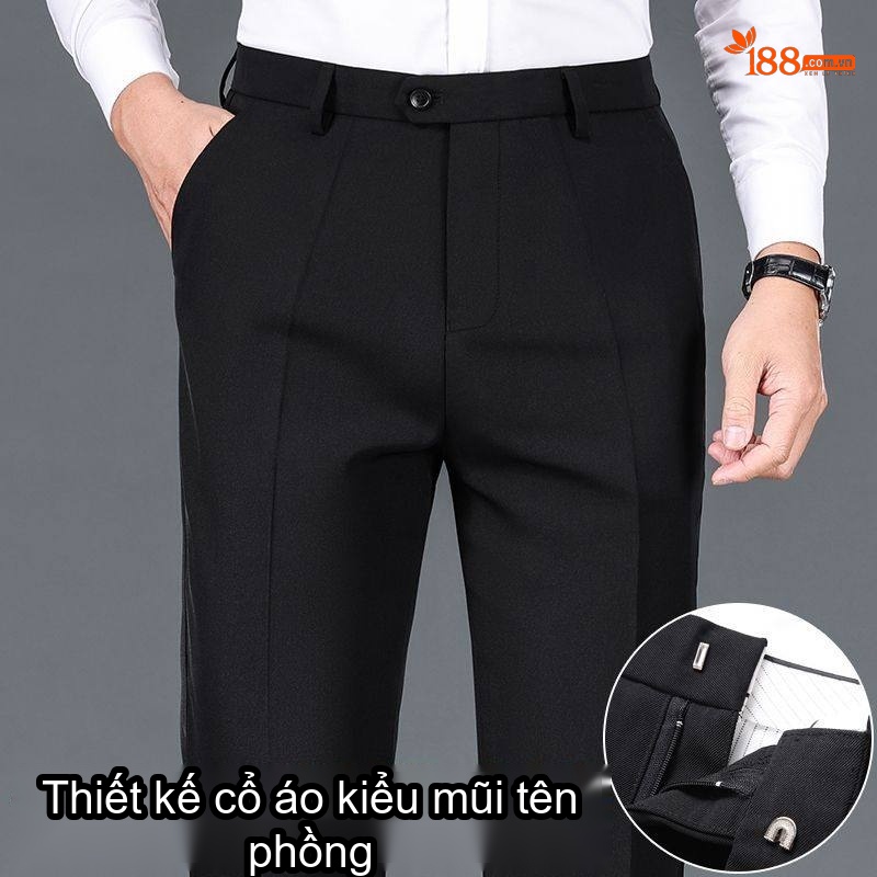 Quần Tây Nam Ống Đứng Dáng Suông Lịch Lãm Dày Dặn Màu Đen, Xám