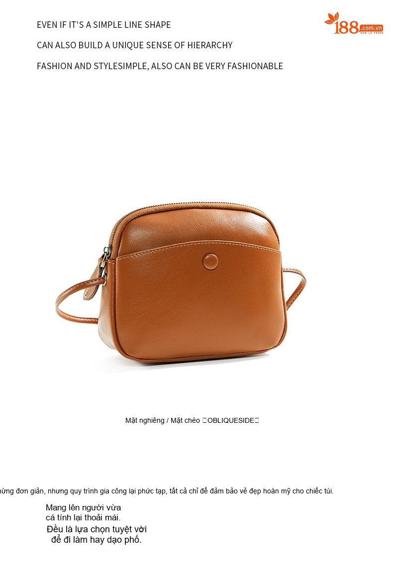 Túi Đeo Chéo Nữ Da Thật Mini Phom Hộp Thời Trang Công Sở Màu Nâu, Đen, Xanh, Kem... chi tiết 26