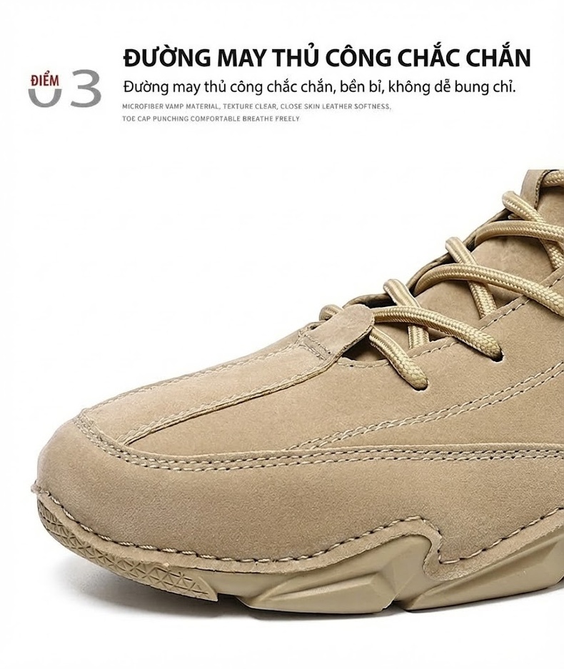 Giày Boot Nam Cổ Cao Da Mờ Lót Lông Ấm Áp Chiều Cao Đế Khoảng 3cm Màu Be, Đen, Xám chi tiết 9