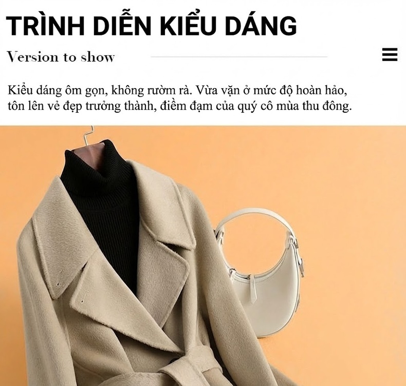 Áo Khoác Dạ Nữ Hai Mặt Dáng Dài Vừa Thu Đông Cao Cấp Màu Đỏ, Nâu, Đen, Xám chi tiết 6