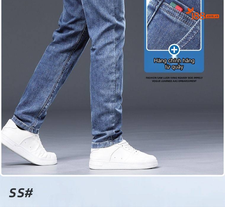 Quần Jean Nam Ống Đứng Co Giãn Màu Xanh Mờ, Xanh Đậm, Xám chi tiết 3