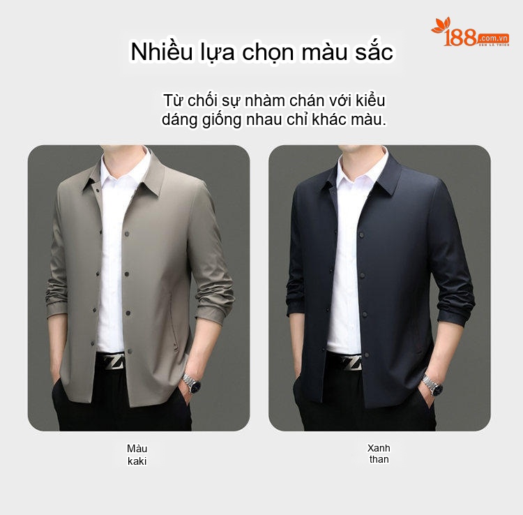 Áo Khoác Nam Cổ Bẻ Dáng Suông Phong Cách Doanh Nhân Màu Xám, Đen chi tiết 8