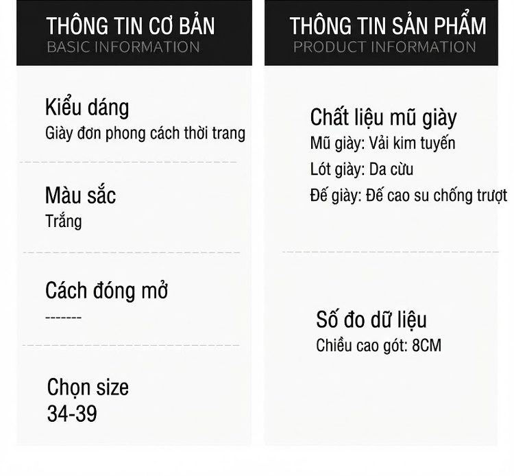 Giày Cao Gót Nữ Da Cừu Chiều Cao Đế Khoảng 8cm Đính Ren, Hoa, Ngọc Trai Màu Trắng chi tiết 5