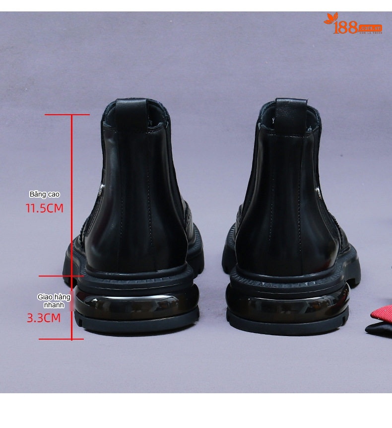 Boot Chelsea Nam Da Bò Cổ Lửng Dáng Ôm Chân Chiều Cao Đế Khoảng 4cm Màu Đen, Nâu chi tiết 17