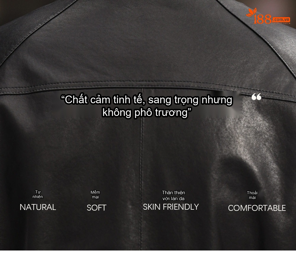 Áo Khoác Da Cừu Nam Ngắn Tay Dáng Bomber Thời Trang Màu Đen chi tiết 4