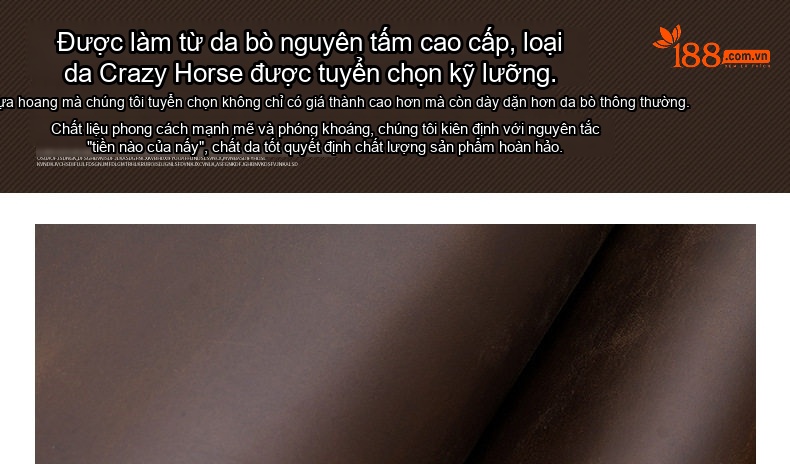 Balo Da Bò Thật Nam Đựng Laptop 15.6 Inch Phong Cách Retro Màu Nâu chi tiết 5