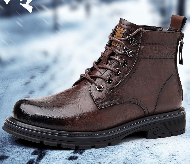 Boot Martin Nam Cao Cổ Da Bóng Chiều Cao Đế Khoảng 3cm Màu Đen, Nâu chi tiết 9