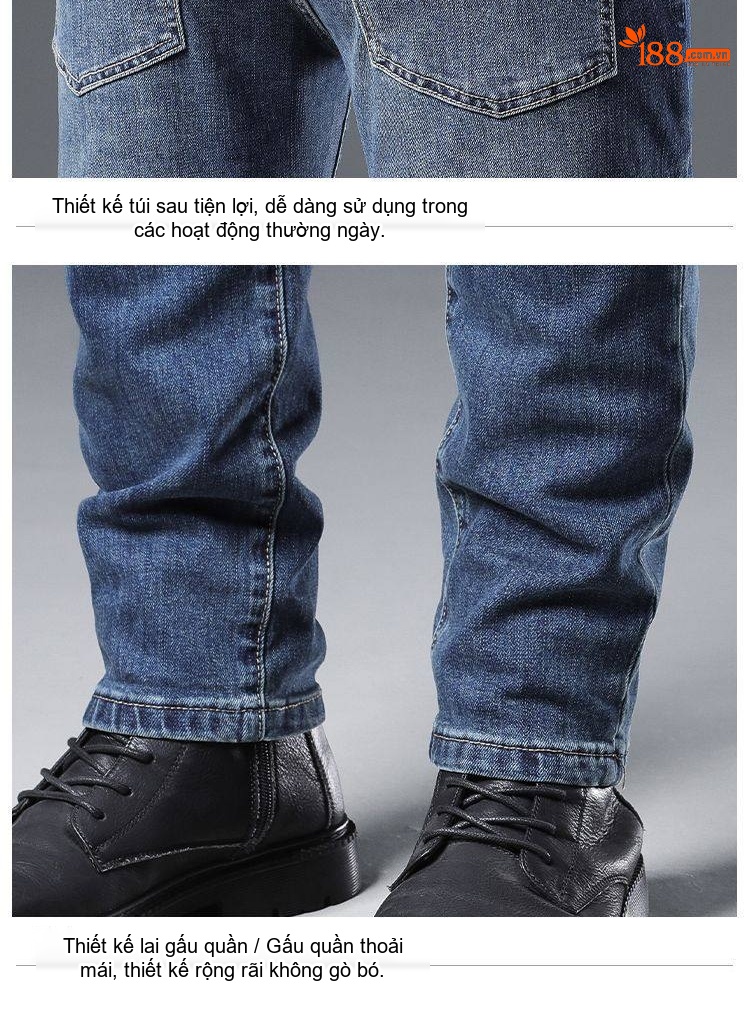Quần Jean Dáng Suông Nam Cotton Cao Cấp Màu Đen, Xám... chi tiết 39