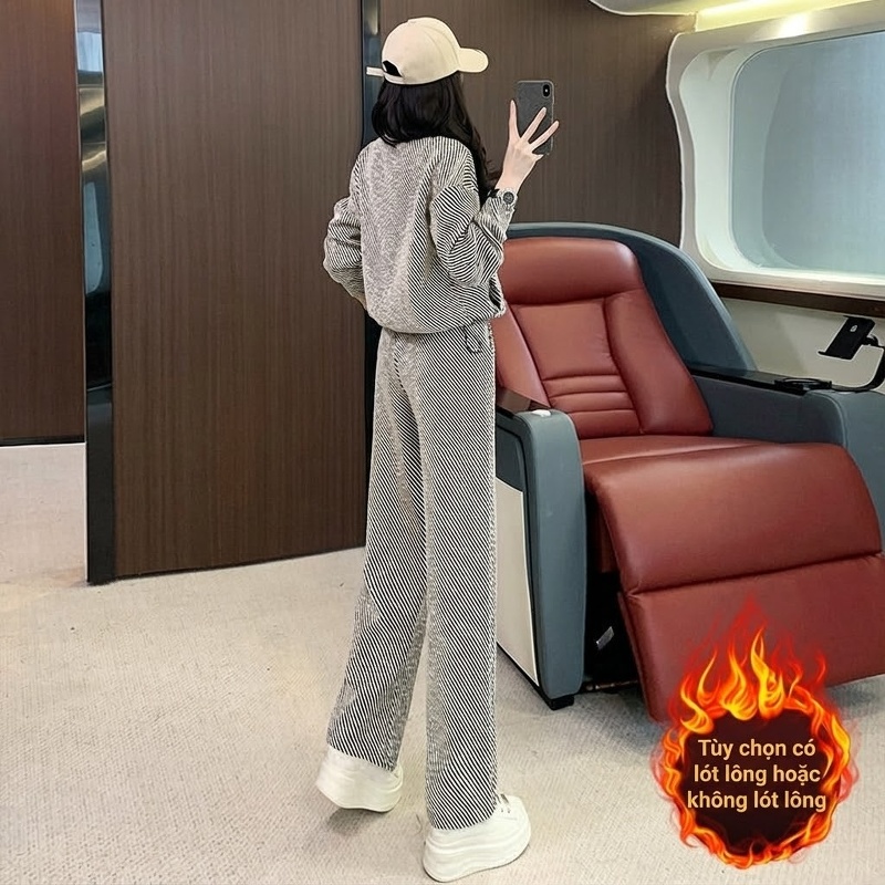 Bộ Đồ Thu Đông Nữ Áo Khoác Quần Dài Phong Cách Thể Thao Năng Động Màu Xám