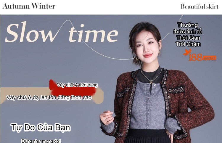 Chân Váy Nữ Lưng Thun dáng chữ A Dài Qua Gối Xếp Ly Chất Liệu 毛呢 (Mao Ni) Màu Đen, Nâu, Xám chi tiết 1