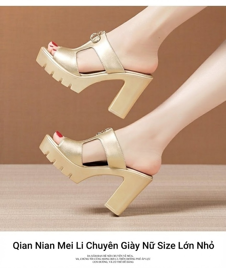 Dép Sục Nữ Hở Mũi Quai Ngang Da Bóng Chiều Cao Đế Khoảng 8cm Màu Đen, Trắng, Đỏ, Bạc... chi tiết 14