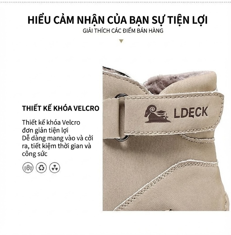 Giày Cao Cổ Nam Giữ Ấm Da Mờ Thể Thao Đế Bệt Chiều Cao Đế Khoảng 3cm Màu Kem, Nâu, Xám chi tiết 4