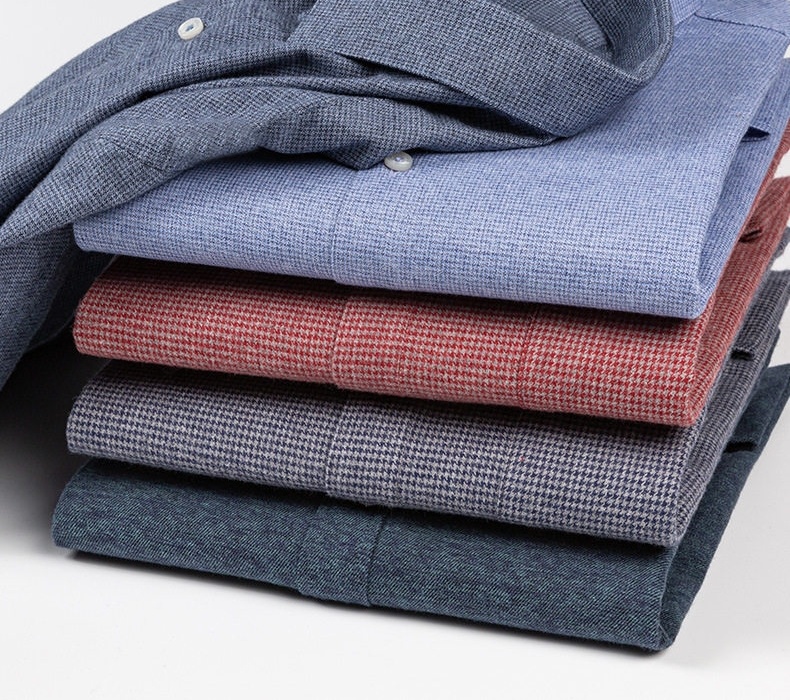 Áo Sơ Mi Tay Dài Nam Cotton Màu Trơn Trung Niên Phong Cách Doanh Nhân Màu Xanh Dương, Đỏ Rượu, Xám, Xanh Ngọc... chi tiết 2
