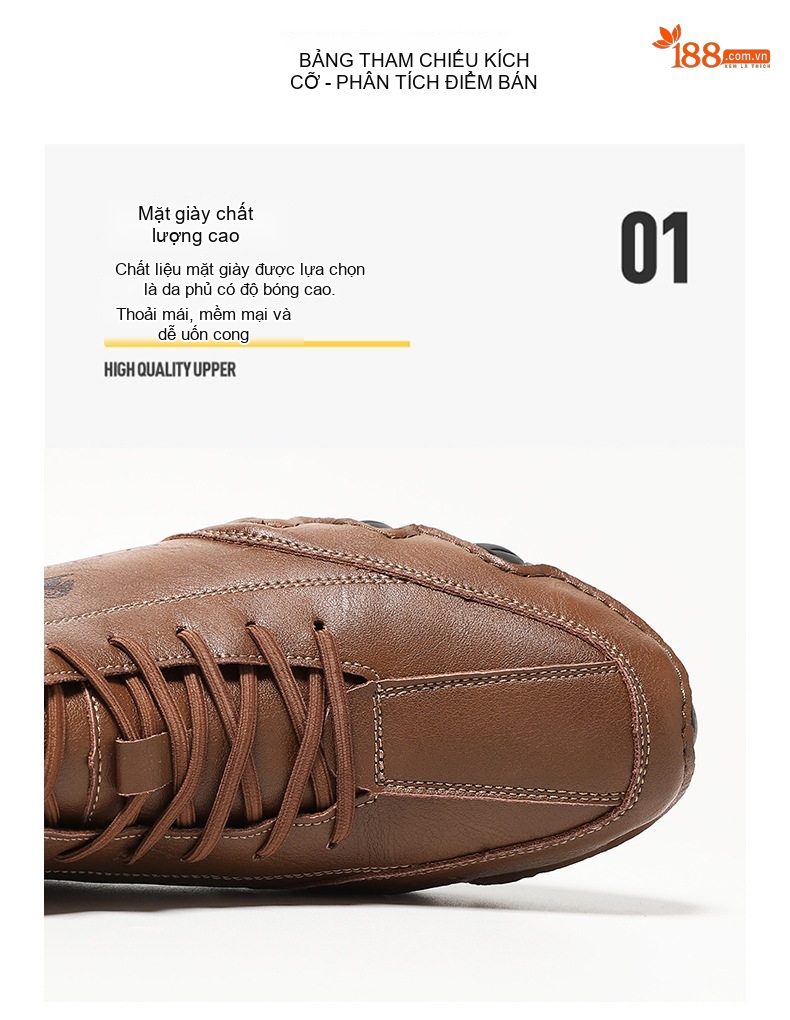 Giày Boot Martin Nam Cao Cổ Da Bóng Buộc Dây Chiều Cao Đế Khoảng 3cm Màu Nâu chi tiết 5
