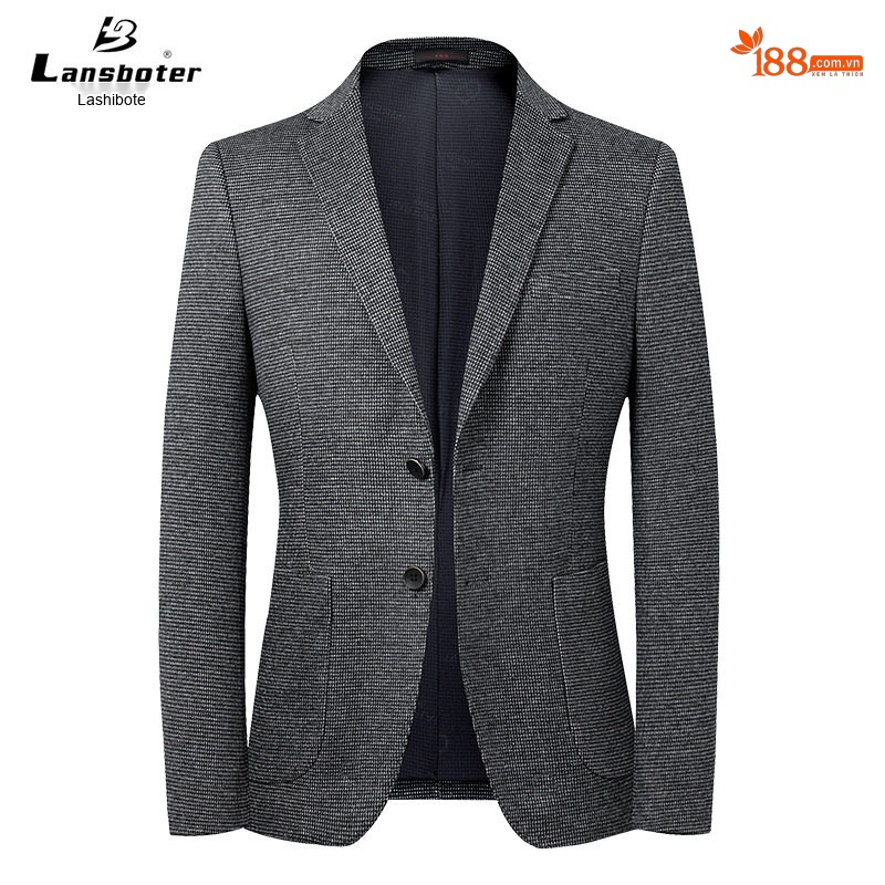 Áo Vest Blazer Nam Họa Tiết Chân Chim Co Giãn Chống Nhăn Dáng Ôm Vừa Vặn Màu Xám