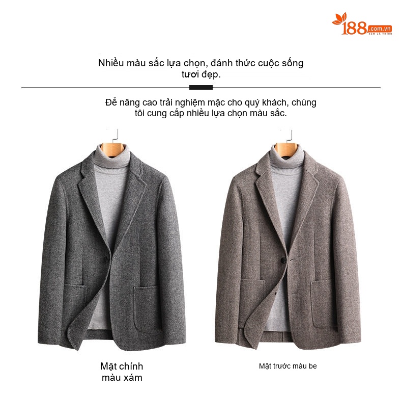 Áo Vest Nam Hai Mặt Thu Đông Thủ Công Lông Cừu Họa Tiết Xương Cá Size Lớn Màu Xám, Nâu chi tiết 22