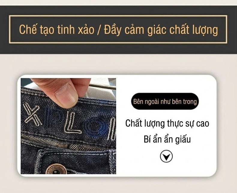 Quần Jean Nam Ống Đứng Co Giãn Thoải Mái Màu Đen Khói chi tiết 6