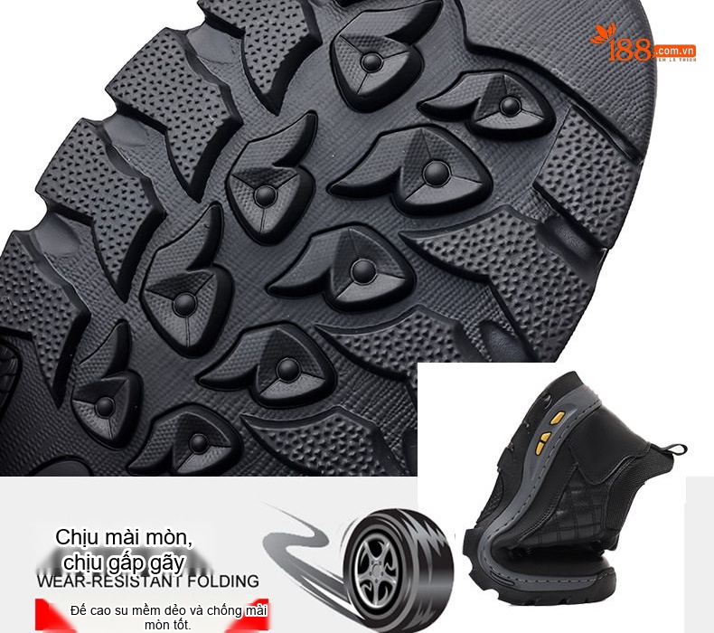 Giày Boot Nam Cao Cổ Lót Lông Cừu Giữ Ấm Chiều Cao Đế Khoảng 4cm Màu Đen chi tiết 21
