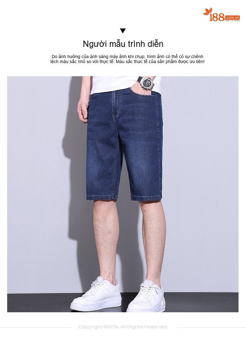 Quần Short Jeans Nam Ống Lửng Co Giãn Nhẹ Phong Cách Thời Trang Màu Xanh Navy chi tiết 3