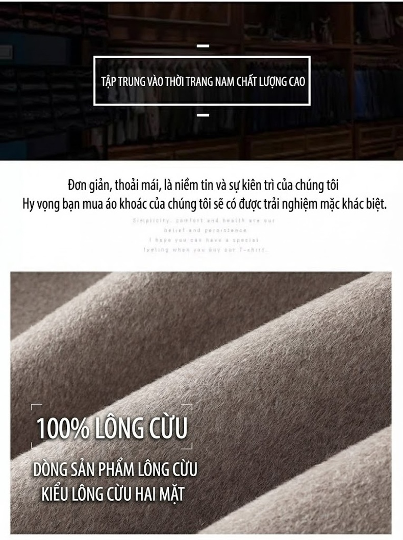 Áo Khoác Bomber Nam Thu Đông Cổ Trụ Chất Liệu Lông Cừu 100% Màu Be, Nâu, Đen chi tiết 3