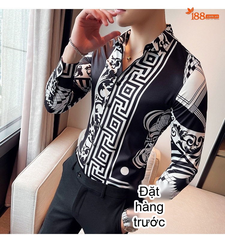 Áo Sơ Mi Tay Dài Nam In Họa Tiết Phong Cách Châu Âu chi tiết 28