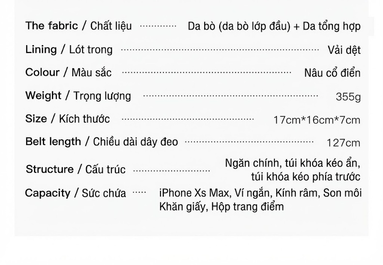 Túi Đeo Chéo Nữ Da Thật Dáng Tròn Nhỏ Gọn Phong Cách Hàn Quốc Màu Nâu chi tiết 7