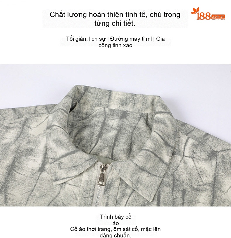 Áo Khoác Bomber Nam Phong Cách Lính Vải Dệt Mỏng Nhẹ Màu Rêu, Xám, Xanh Dương chi tiết 10
