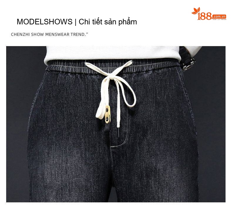 Quần Jean Nam Ống Bo Dáng Rộng Thoải Mái Màu Xanh Đen chi tiết 12