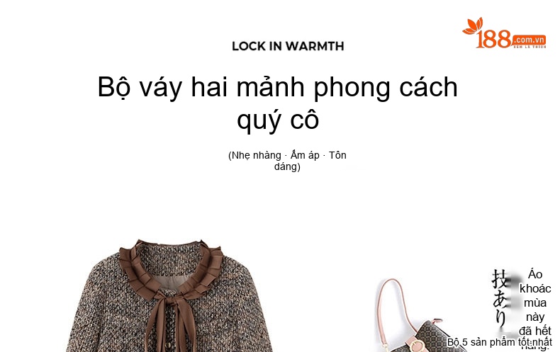 Set Áo Khoác Lông Và Chân Váy Ngắn Phong Cách Tiểu Thư Thanh Lịch Màu Nâu chi tiết 7