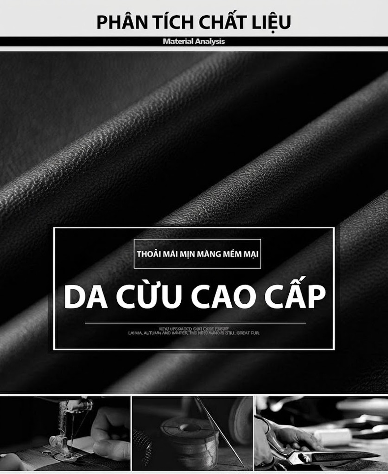 Áo Khoác Da Thật Nam Cổ Bẻ Nhỏ Kiểu Hàn Quốc Màu Đen chi tiết 4