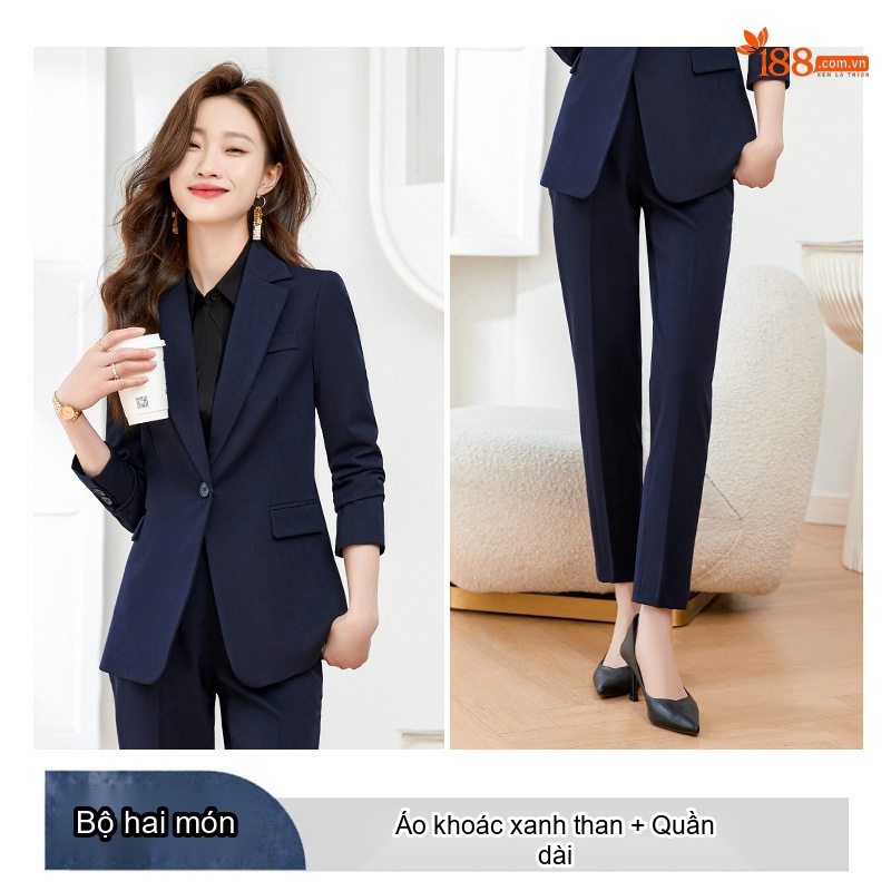 Bộ Vest Nữ Công Sở Dáng Ôm Thanh Lịch Màu Đen, Xám, Xám Gạo, Xanh Than
