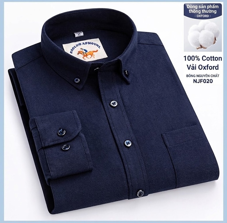 Áo Sơ Mi Nam Tay Dài Oxford Cotton Thoáng Khí Họa Tiết Kẻ Sọc Lớn Màu Xanh Dương, Đen, Trắng, Xám... chi tiết 43